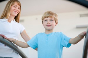 Young boy in physical therapy