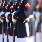Marines in dress uniforms in formation